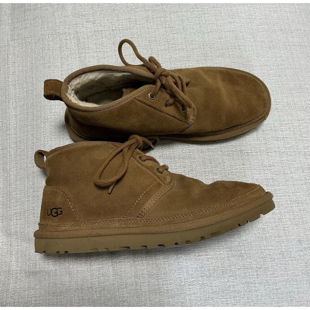 UGG neumel Men 8 Chestnut Brown Suede Ankle Chukka Boots Shearling 3236
